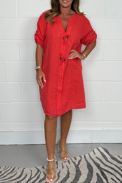🎁Muttertag mit 50% Rabatt❤️2025 Neu Plus Size Button Up Tunikakleid