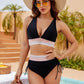 🩷HEISSER VERKAUF 49% RABATT🩷Patchwork-Bikini mit V-Ausschnitt, 2-teiliges Set👙👙