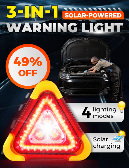 🔥2025 Neuerscheinung - 50% Rabatt🔥🚨3-IN-1 Solar-Notfall-Dreieck-Warnleuchte für den Straßenrand
