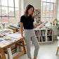 🔥Letzter Tag: 60% Rabatt!⏰👖Damen High-Waist Stretch-Hose mit sicheren Reißverschluss-Taschen, figurschmeichelnder Cropped-Schnitt für Büro, Sport & Alltag ✨