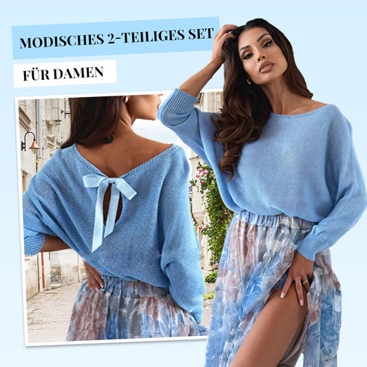 🔥Herbst-Neuheiten - 50% Rabatt🍂🍁Damen 2-teiliges Set: Top mit Schleife am Rücken & Tüllrock