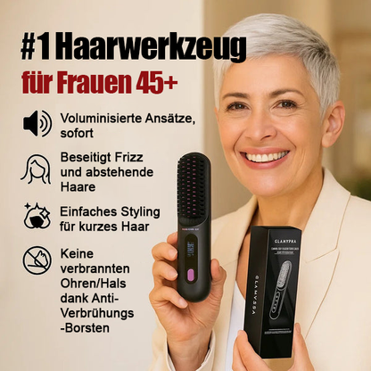📢📢60 %  RABATT !! ⏰Drahtlos Keramik Heizung Haar Glätter Haarbürste💇‍♀️