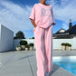 🌻Sommer-Hot-Sale - 50% Rabatt🌸Lässiges zweiteiliges Set für Frauen, einfarbiger Pullover und lockere Hose