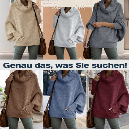 🔥Herbstangebote 49% Rabatt🍂Damen Fledermausärmel Pullover mit Rollkragen und Taschen