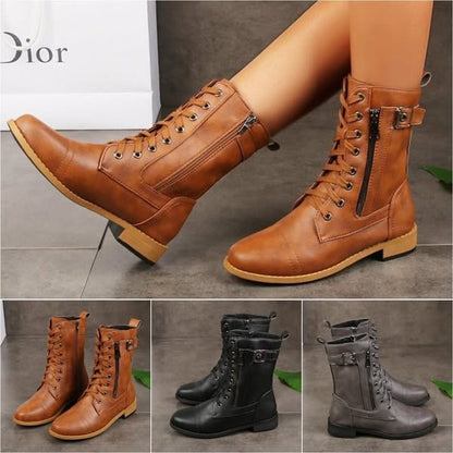 🔥2025 Heißer Verkauf 50% Rabatt😍Vintage-Stiefel mit runder Kappe  und seitlichem Reißverschluss👢