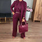 🎁Weihnachtsverkauf 50 % Rabatt🍁Elegantes 3-teiliges Set aus langem Cardigan, Oberteil und Hose