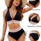 ⏰2026 Sommer-Sonderverkauf 60% RABATT⏳Hochtaillierter Bikini-Set mit Bauchkontrolle & Farbblock-Design + GRATIS Sonnenbrille🕶️