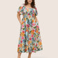 ⏰ Sommer Hot Verkauf 70% Aus💃Blumen Räuchertes Quadrathals Midi Kleid mit Taschen