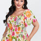 ⏰ Sommer Hot Verkauf 70% Aus💃Blumen Räuchertes Quadrathals Midi Kleid mit Taschen
