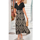 👗2026 Summer Hot Sale 49% OFF🌈 Women's V neck Ankle Length Floral Print Beach Long Flowy  Maxi Dress with Pockets🎀