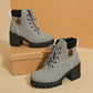 🔥【35-42】 👢✨2025 Neuheit für diesen Herbst: Stiefeletten mit dicken Absätzen und Keilabsätzen – Retro-Modell mit Schnürsenkeln für Damen✨