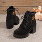 🔥【35-42】 👢✨2025 Neuheit für diesen Herbst: Stiefeletten mit dicken Absätzen und Keilabsätzen – Retro-Modell mit Schnürsenkeln für Damen✨
