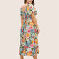 ⏰ Sommer Hot Verkauf 70% Aus💃Blumen Räuchertes Quadrathals Midi Kleid mit Taschen