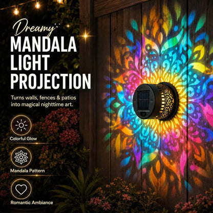🌀Sommer-Sale 60% Rabatt 🌞💡Solar Mandala Wandleuchte für den Außenbereich, Garten, Zaun, Projektorlampe, Terrasse, Stimmungsdekoration