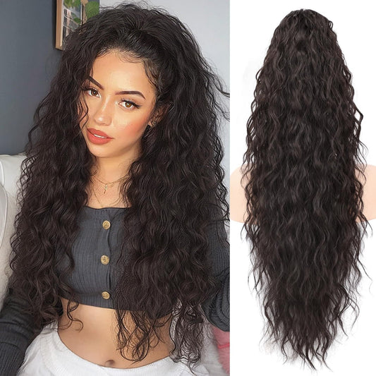🔥Letzter Tag: 60% Rabatt! ⏰💥Lockige, gewellte Frizz-Haarverlängerung mit Pferdeschwanz