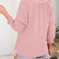 💥Letzter Tag Sonderangebot 49% Rabatt👚Damen 3/4 Laterne Ärmel Casual V-Ausschnitt T-Shirts plizierte lose Hohlbluse