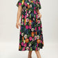 ⏰ Sommer Hot Verkauf 70% Aus💃Blumen Räuchertes Quadrathals Midi Kleid mit Taschen