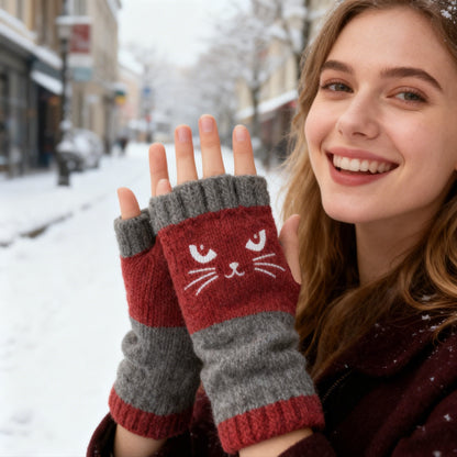 🏆🔥KAUF 2, ERHALTE 1 GRATIS🧤Gestrickte fingerlose Handschuhe für Damen – Weich, warm & perfekt für Smartphone und Alltag