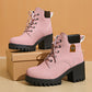 🔥【35-42】 👢✨2025 Neuheit für diesen Herbst: Stiefeletten mit dicken Absätzen und Keilabsätzen – Retro-Modell mit Schnürsenkeln für Damen✨