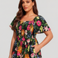 ⏰ Sommer Hot Verkauf 70% Aus💃Blumen Räuchertes Quadrathals Midi Kleid mit Taschen