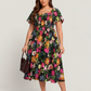 ⏰ Sommer Hot Verkauf 70% Aus💃Blumen Räuchertes Quadrathals Midi Kleid mit Taschen