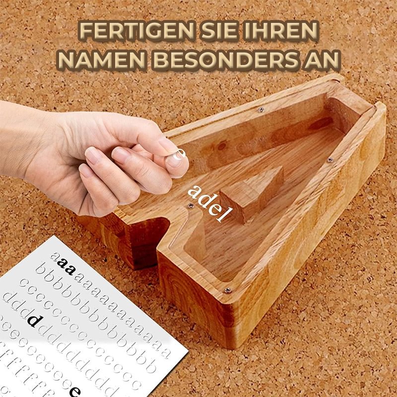 Benutzerdefinierte A-Z-Namen Holz Spardose Münze Sparschwein-Geschenk für Kinder-28