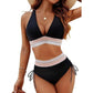 🩷HEISSER VERKAUF 49% RABATT🩷Patchwork-Bikini mit V-Ausschnitt, 2-teiliges Set
