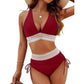 🩷HEISSER VERKAUF 49% RABATT🩷Patchwork-Bikini mit V-Ausschnitt, 2-teiliges Set