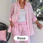 🍃Frühling Vorverkauf 49% Rabatt🍃Set aus langärmliger Bluse und Hose aus Baumwollleinen für Damen