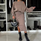 💖2025 Neue Mode – 50 % Rabatt🍂Damen-Set mit Sweatshirt mit schrägen Schultern und ärmellosem Kleid
