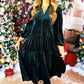 🔥Neujahrsverkauf🎉2024 Frauen Weihnachten V-Ausschnitt Samt Kleid