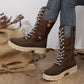🔥2024 heißer Verkauf 49% Rabatt🔥Modische Patchwork-Stiefel mit runder Spitze und mittlerer Wade