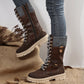 🔥2024 heißer Verkauf 49% Rabatt🔥Modische Patchwork-Stiefel mit runder Spitze und mittlerer Wade