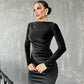 💟Neujahrs-Hot-Sale 49% Rabatt💟Modisches, einfarbiges, langärmliges, schmales Kleid für Damen