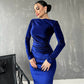 💟Neujahrs-Hot-Sale 49% Rabatt💟Modisches, einfarbiges, langärmliges, schmales Kleid für Damen