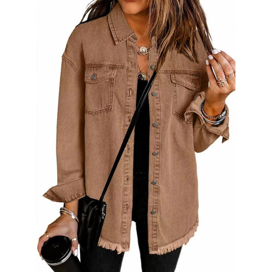 🍂Frühherbst-Sale – 50 % Rabatt!💕Zerrissene Jeansjacke mit Schnittkante für Damen