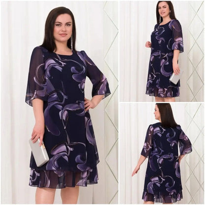 💟Neujahrs-Hot-Sale 49% Rabatt💟Neue geraffte Ärmel Elegante gedruckte Chiffonkleider📐[M - 4XL]