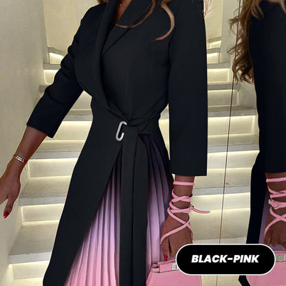 💥Neujahrs-Hot-Sale 49% Rabatt💥Ombre Reverskragen Tailliertes Plissee Blazer Kleid