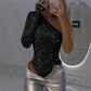 ⏰Zeitlich begrenzte Aktion 49% Rabatt🔥Damen One-Shoulder-Pailletten-Bodysuit💃