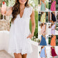 💥LETZTER TAG VERKAUF 50% RABATT💥Damen V-Ausschnitt Kurzarmeliges Hohlspitzenkleid