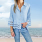 🌷Frühling Vorverkauf 49% Rabatt🍃Schlichte Bluse mit Glockenärmeln und ausgeschnittenem Saum
