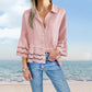 🌷Frühling Vorverkauf 49% Rabatt🍃Schlichte Bluse mit Glockenärmeln und ausgeschnittenem Saum
