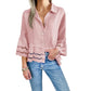 🌷Frühling Vorverkauf 49% Rabatt🍃Schlichte Bluse mit Glockenärmeln und ausgeschnittenem Saum