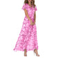 🌺Sommer Heißer Verkauf 49% Rabatt🍃Kurzärmeliges langes Kleid mit Blumendruck👗