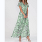 🌺Sommer Heißer Verkauf 49% Rabatt🍃Kurzärmeliges langes Kleid mit Blumendruck👗