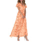 🌺Sommer Heißer Verkauf 49% Rabatt🍃Kurzärmeliges langes Kleid mit Blumendruck👗