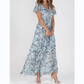 🌺Sommer Heißer Verkauf 49% Rabatt🍃Kurzärmeliges langes Kleid mit Blumendruck👗
