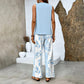 💃Muttertag-Hot-Sale 50% Rabatt🌺Damen Trendy Print 2 Stück Outfits ärmelloses Top & Hose