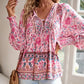 🌷Frühling Vorverkauf 49% Rabatt🍃Damenmode bedrucktes Langarmshirt mit V-Ausschnitt