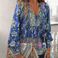 🌷Frühling Vorverkauf 49% Rabatt🍃Damenmode bedrucktes Langarmshirt mit V-Ausschnitt